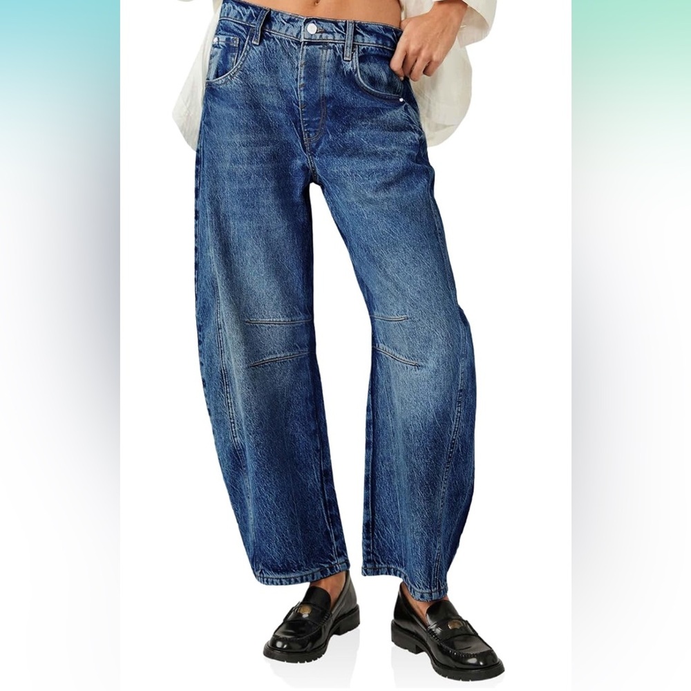 NWOT Amazon Mid-Rise Barrel Leg Jeans